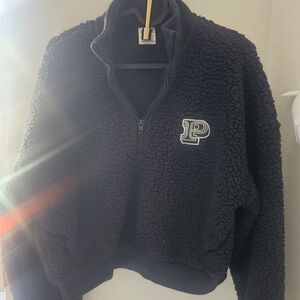 PINK Victoria's Secret Black Sherpa Pullover
